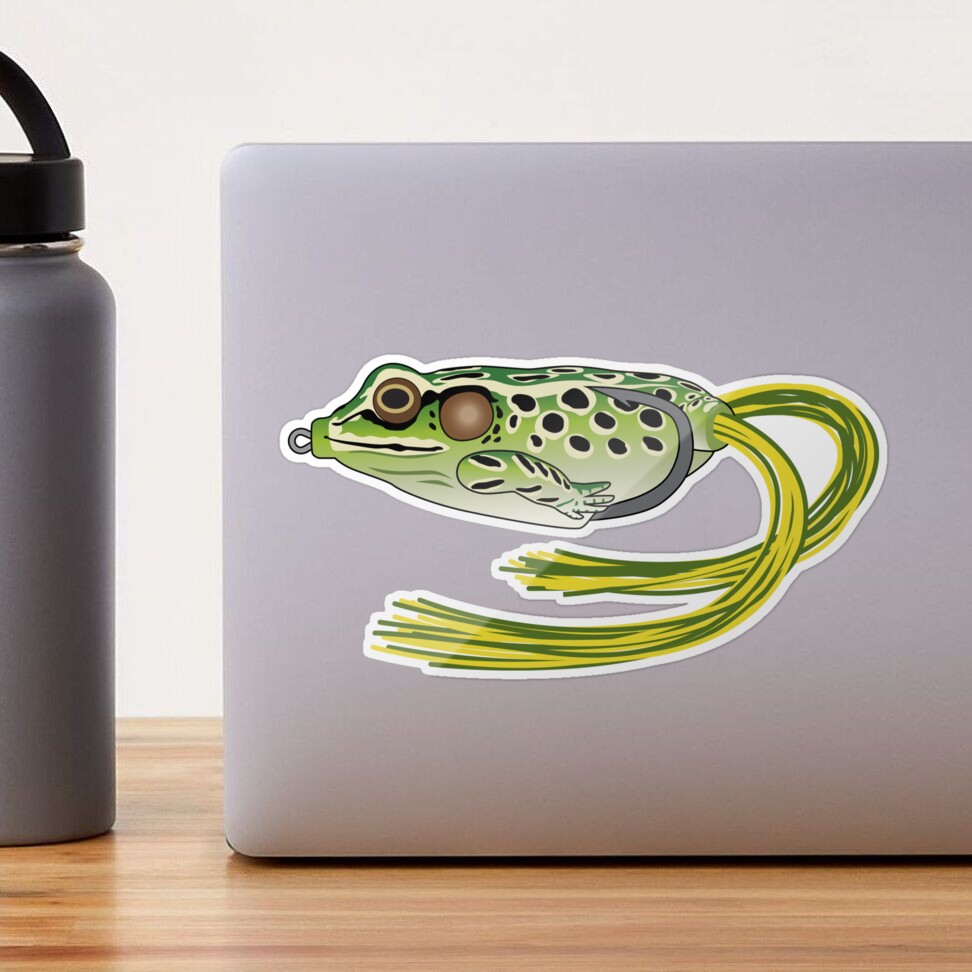 Topwater Frog Fishing Lure - Green Leopard Sticker for Sale by
