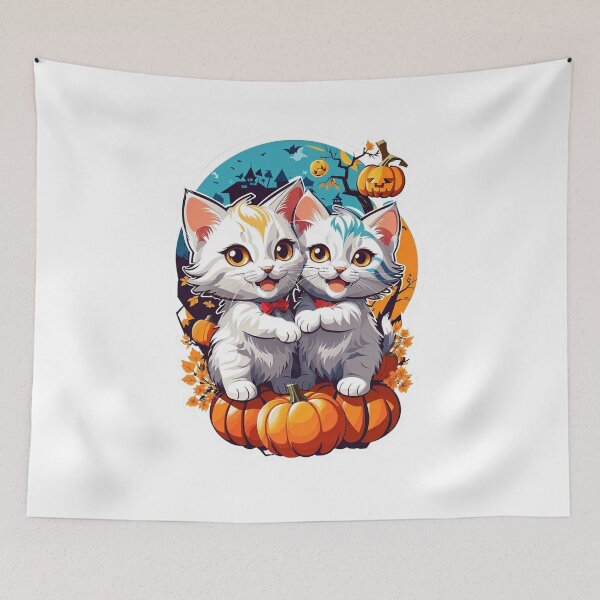 Item preview, Whiskerful Pumpkin Play: Adorable Kittens in Fall Delight designed and sold by irosh madushan.