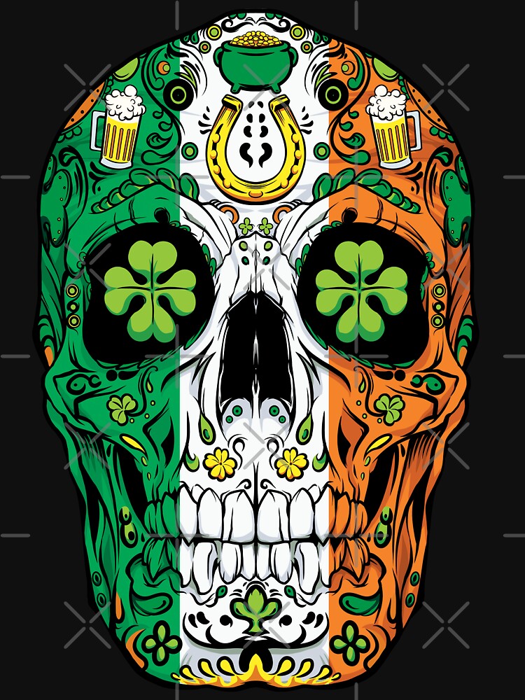 St Patricks Day Sugar Skull T shirt Women Men Irish Ireland