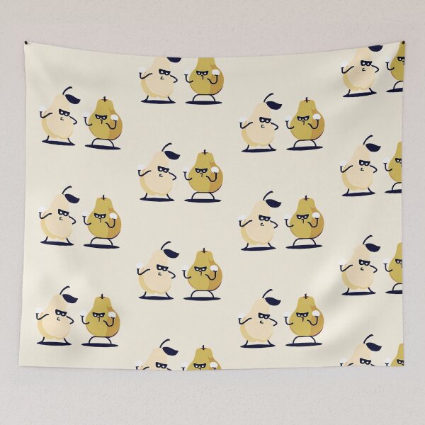 Item preview, Apple and Pear Fighting with Boxing Gloves designed and sold by MinimalistHaven.