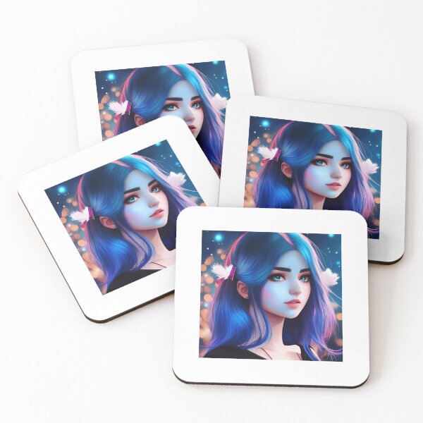 Aperçu de l'œuvre mignon aux cheveux bleus créée et vendue par createinpixels.