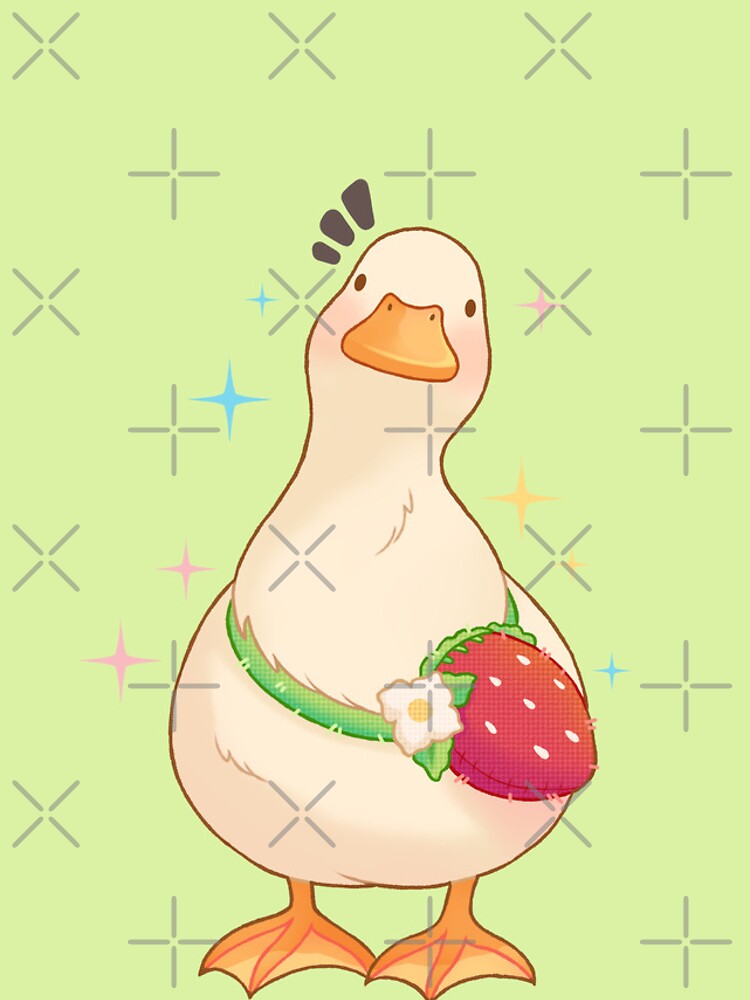 Imagen 4 de 4, Funda de iPhone con la obra pato con bolsa de fresa, diseñada y vendida por CuteBlueArt.