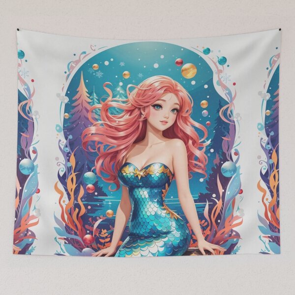 Item preview, Sirenas Blue Diamond Mermaid with Festive Background designed and sold by SirenasWorld.
