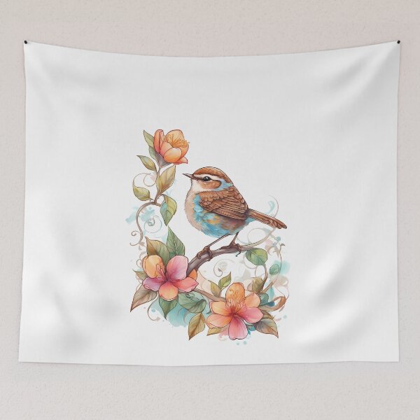 Item preview, Floral Fantasy with Carolina Wren designed and sold by Mechanical-Artt.