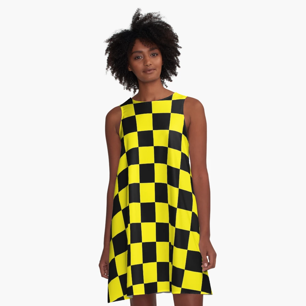 Checkered yellow dress best sale