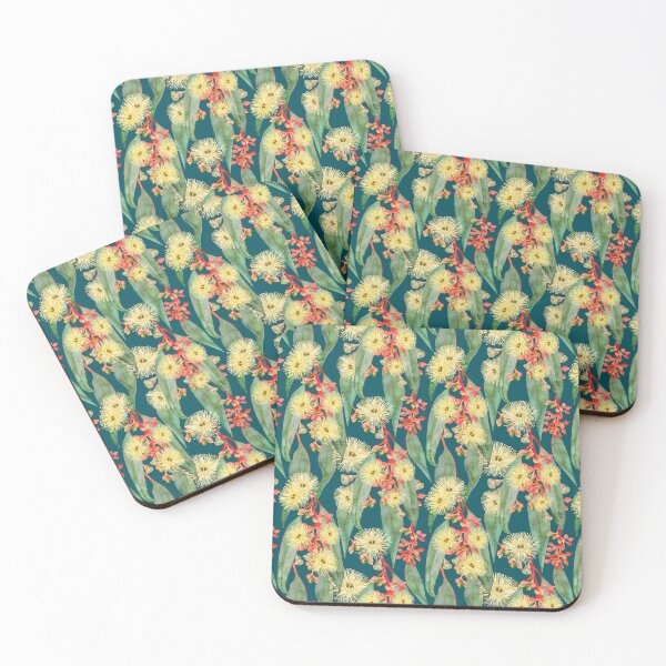 Item preview, Bush Gum Floral Blooms - Cream And Dark Teal designed and sold by Sketchbook Designs.