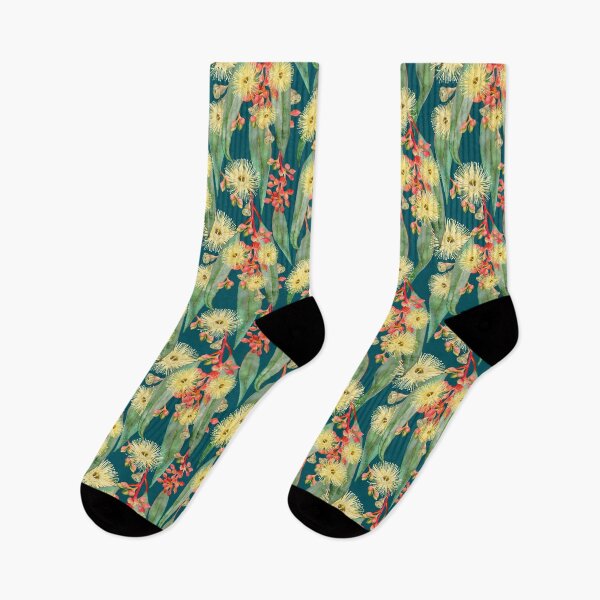 Item preview, Bush Gum Floral Blooms - Cream And Dark Teal designed and sold by Sketchbook Designs.