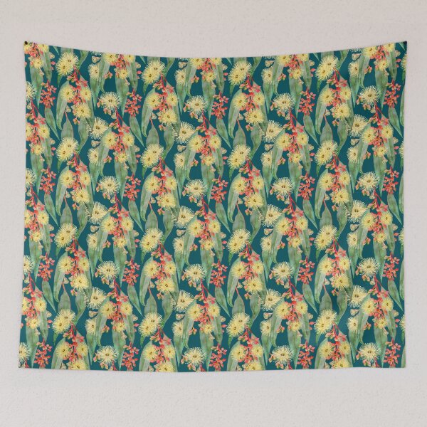 Item preview, Bush Gum Floral Blooms - Cream And Dark Teal designed and sold by Sketchbook Designs.