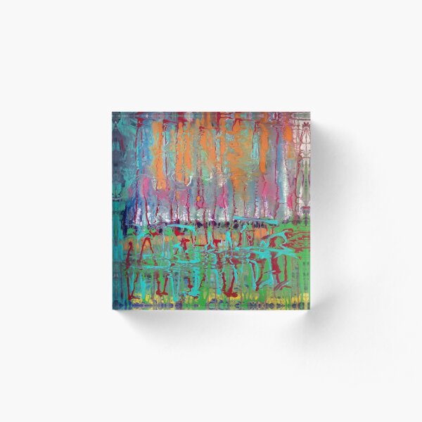 Colorful Original Abstract Painting Acrylic Block