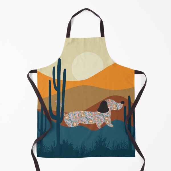 Item preview, Boho Print Dachshund Wiener Sausage Dog in The Desert Night: Aprons designed and sold by Vachala.