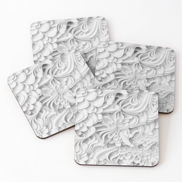 Item preview, White 3D Floral Abstract Floral Pattern designed and sold by Sturdust.