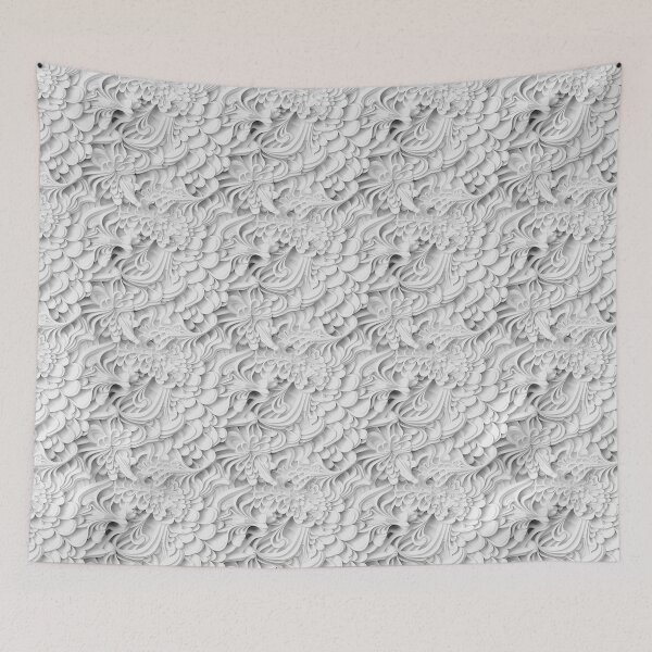 Item preview, White 3D Floral Abstract Floral Pattern designed and sold by Sturdust.