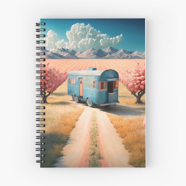 Item preview, Rural Landscape with Peach Orchard and Trailer designed and sold by Shannon Hilson.