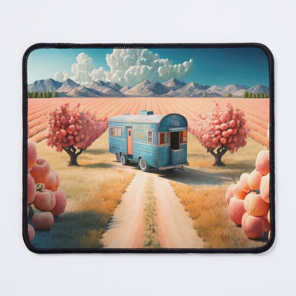 Item preview, Rural Landscape with Peach Orchard and Trailer designed and sold by Shannon Hilson.