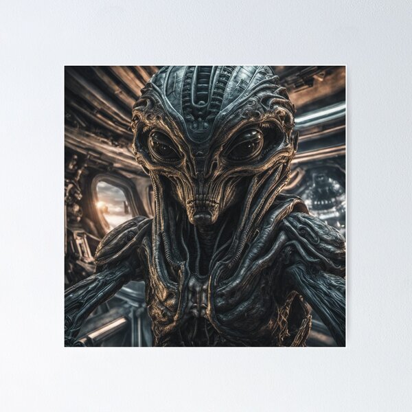 Alien takes a selfie in his Spaceship Poster