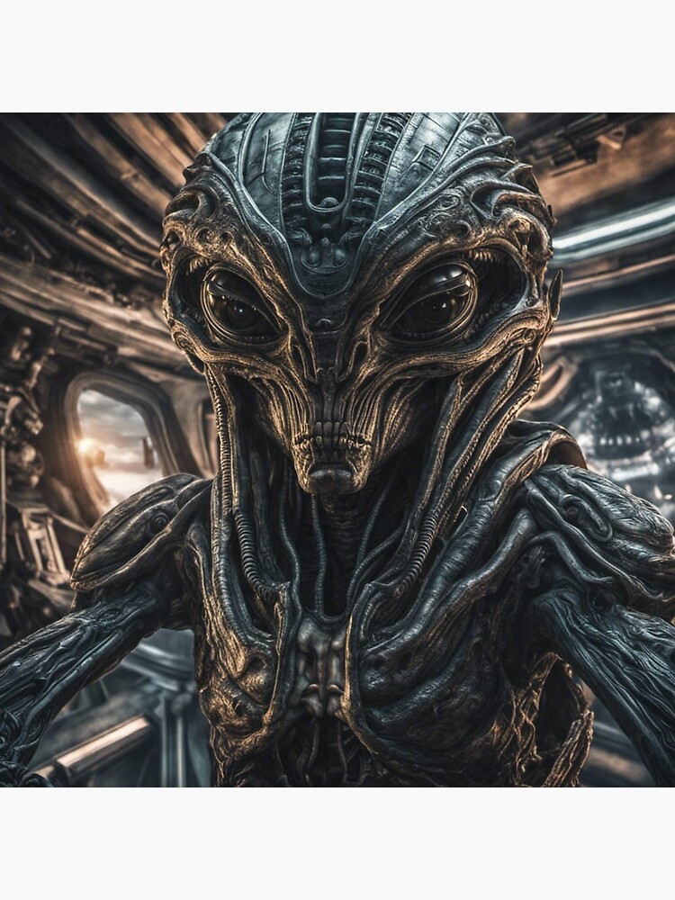 Thumbnail 2 of 2, Art Board Print, Alien takes a selfie in his Spaceship designed and sold by LenCarol.