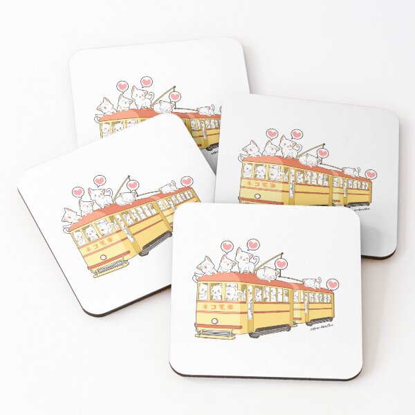 Item preview, Cute White Cats in Yellow Tram｜Color Bars designed and sold by colorbarshop.