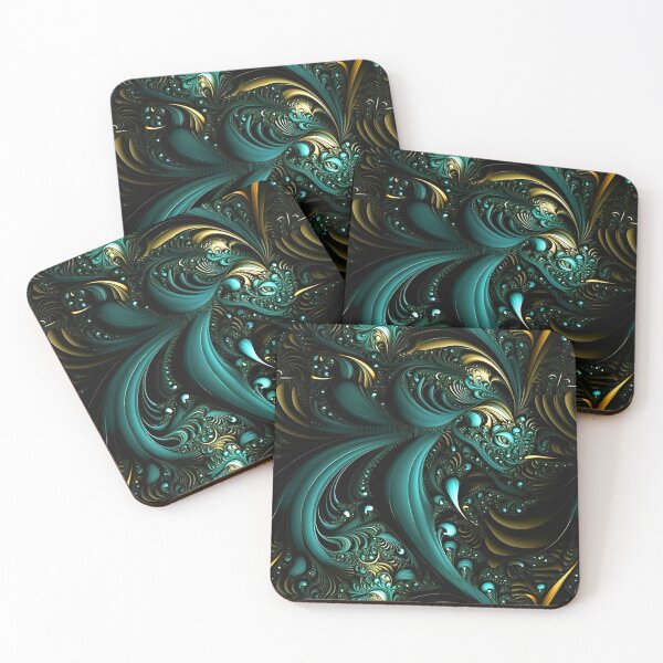 Item preview, Teal & Gold Surreal Fractal Micro Flora Pattern designed and sold by Sturdust.