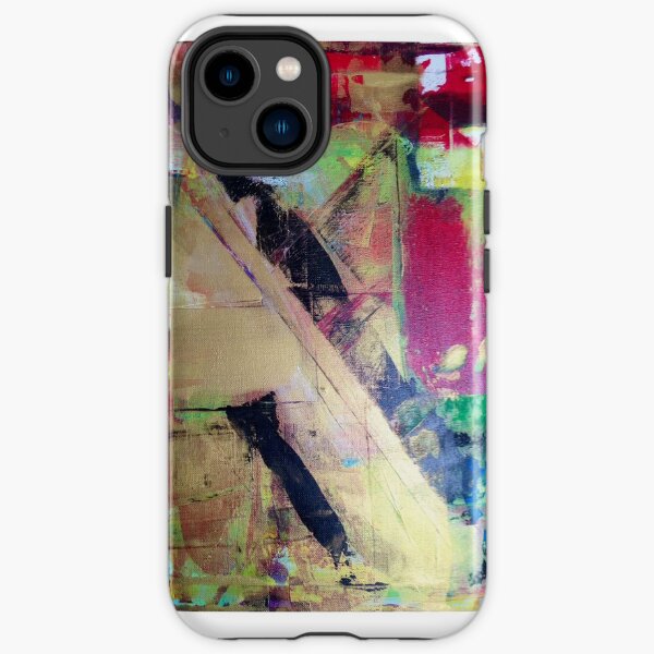 Red Gold and Black Abstract painting iPhone Tough Case