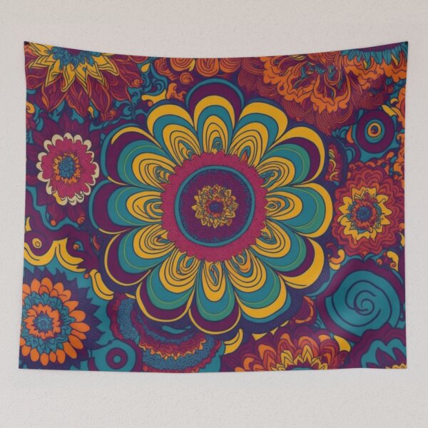 Item preview, Flower Power Colourful Flower Pattern designed and sold by druidwolfart.