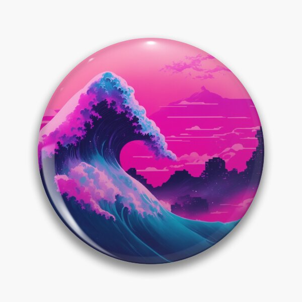 Item preview, Synthwave Odyssey: The Great Wave of Kanagawa Meets Cyber City designed and sold by RedArtG09.