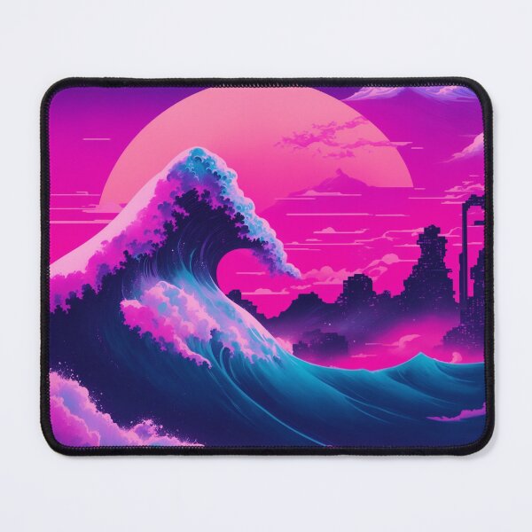 Item preview, Synthwave Odyssey: The Great Wave of Kanagawa Meets Cyber City designed and sold by RedArtG09.