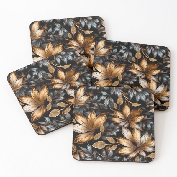Artikelvorschau, Buntes Fantasiemuster kupfer schwarz Ornamente Blätter entworfen und verkauft von G-M-Designs.