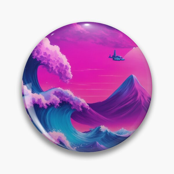 Item preview, Neon Horizons: Synthwave Space Collides with The Great Wave designed and sold by RedArtG09.