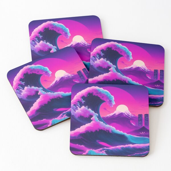 Item preview, Retrowave Voyage: The Great Wave and Synthwave Cityscape designed and sold by RedArtG09.