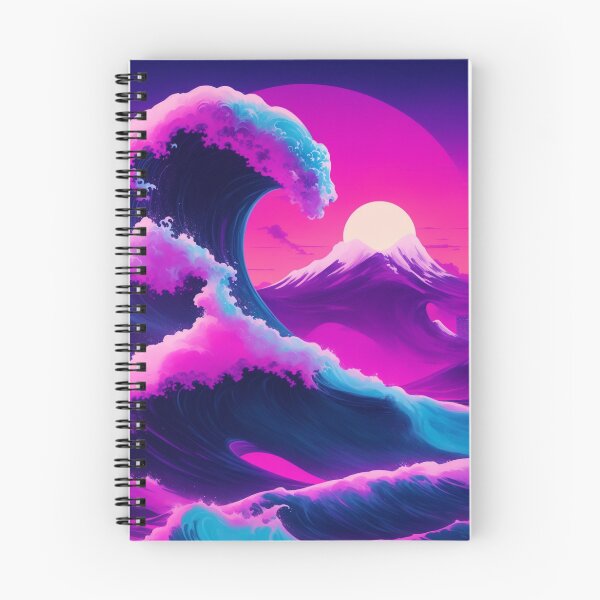 Item preview, Retrowave Voyage: The Great Wave and Synthwave Cityscape designed and sold by RedArtG09.