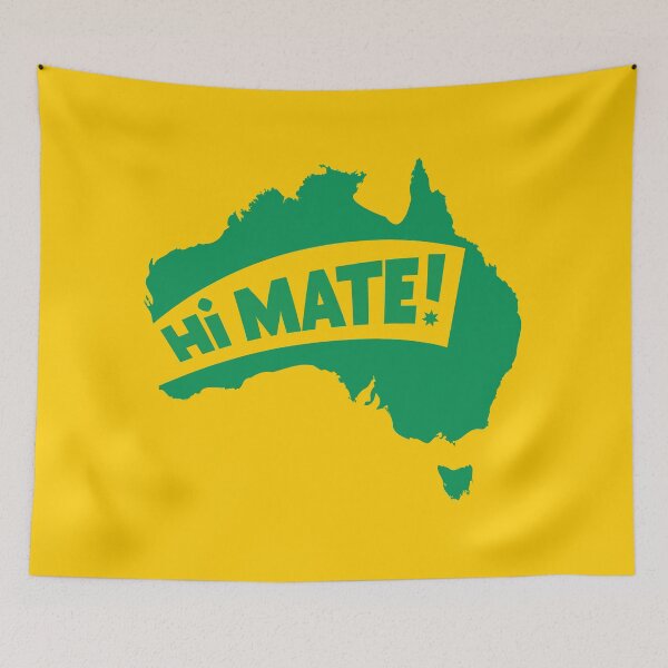 Item preview, Hi Mate! Australia Map with Spirited Shout Country Name - Typography Text Design - Green color designed and sold by AMGraphicStudio.