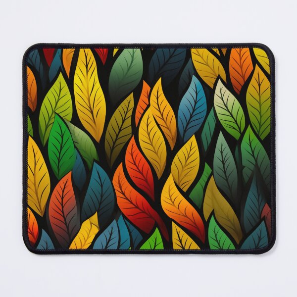 Item preview, Colorful fantasy pattern red yellow blue green turquoise black ornament leaves designed and sold by G-M-Designs.