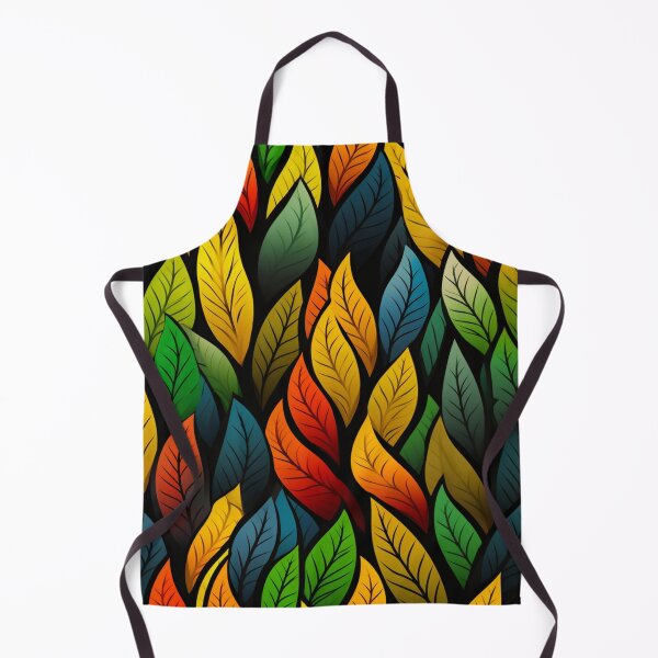 Item preview, Colorful fantasy pattern red yellow blue green turquoise black ornament leaves designed and sold by G-M-Designs.