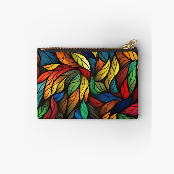 Item preview, Colorful fantasy pattern red yellow blue green turquoise black ornament leaves designed and sold by G-M-Designs.