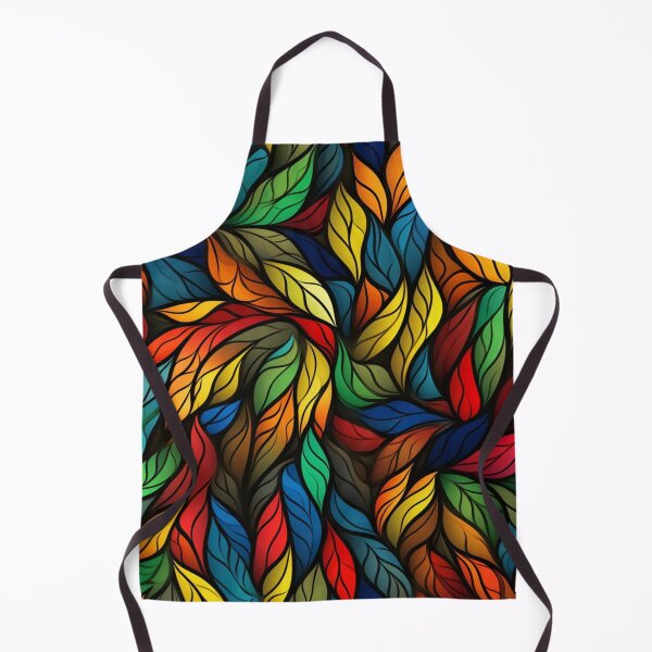 Item preview, Colorful fantasy pattern red yellow blue green turquoise black ornament leaves designed and sold by G-M-Designs.
