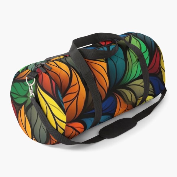 Item preview, Colorful fantasy pattern red yellow blue green turquoise black ornament leaves designed and sold by G-M-Designs.