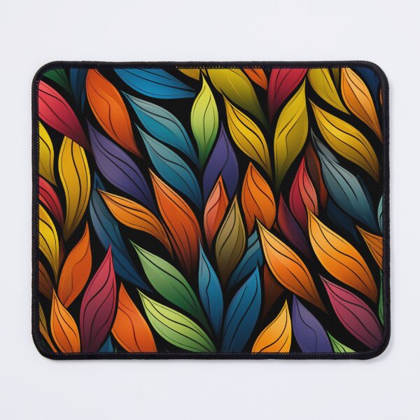 Item preview, Colorful fantasy pattern red yellow blue green turquoise black ornament leaves designed and sold by G-M-Designs.