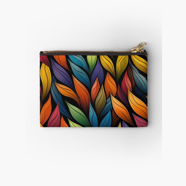 Item preview, Colorful fantasy pattern red yellow blue green turquoise black ornament leaves designed and sold by G-M-Designs.