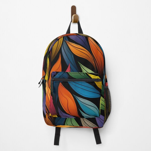 Item preview, Colorful fantasy pattern red yellow blue green turquoise black ornament leaves designed and sold by G-M-Designs.