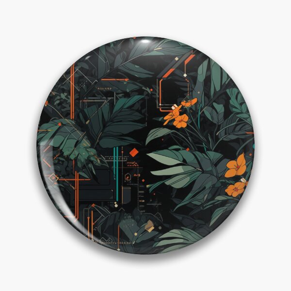 Item preview, Seamless Techno-Botanical Pattern orange-green designed and sold by Semagy.