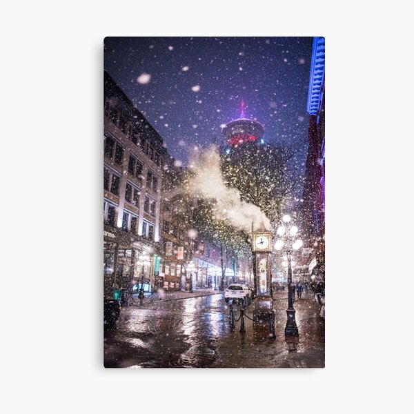 Gastown Vancouver Snow Canvas Print