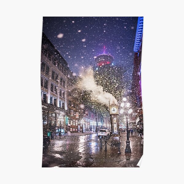 Gastown Vancouver Snow Poster