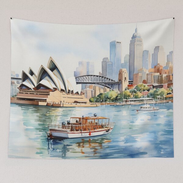 Item preview,  Sydney Australia watercolor pattern #1 designed and sold by PutsGroup.