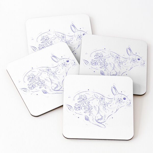 Item preview, Floral running rabbit designed and sold by Greetingsnerds.