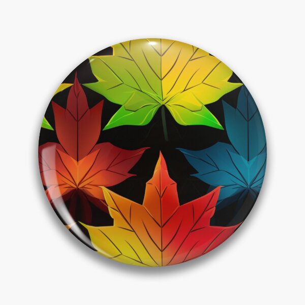 Item preview, Colorful fantasy pattern black blue red orange green ornament maple leaves designed and sold by G-M-Designs.