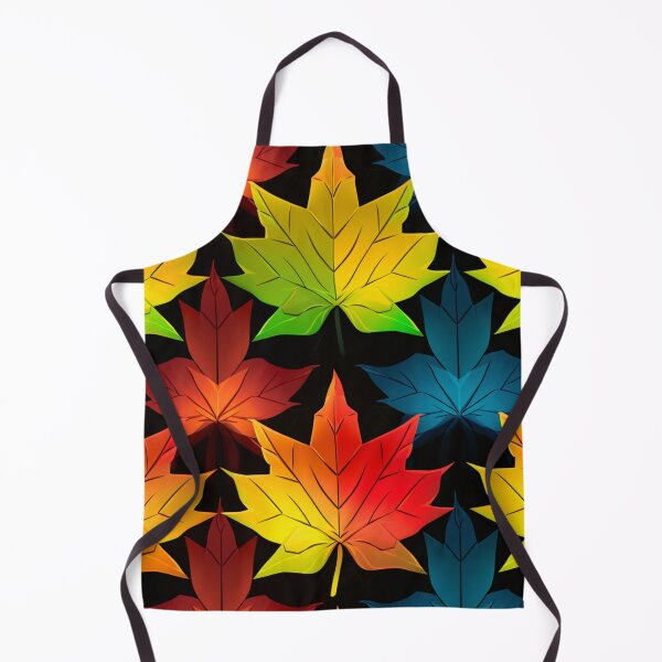 Item preview, Colorful fantasy pattern black blue red orange green ornament maple leaves designed and sold by G-M-Designs.