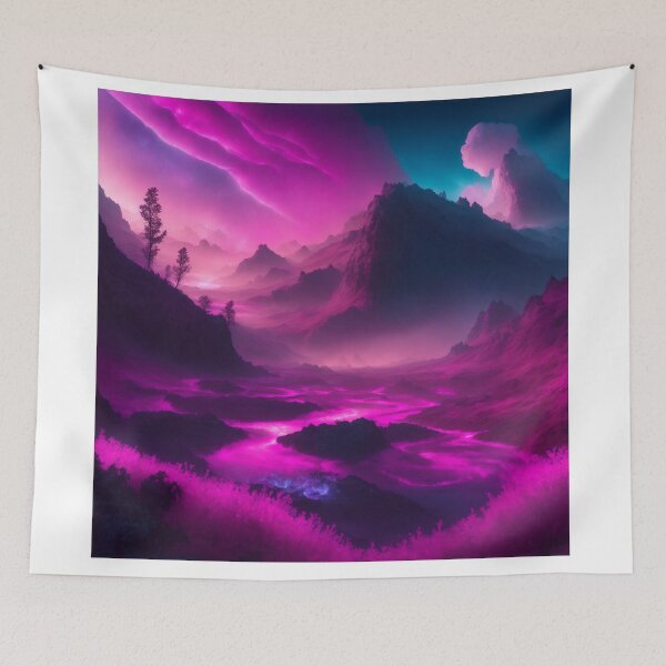 Item preview, The Luminescent Frontier: A Vision of Glowing Peaks and Celestial Cities designed and sold by RedArtG09.