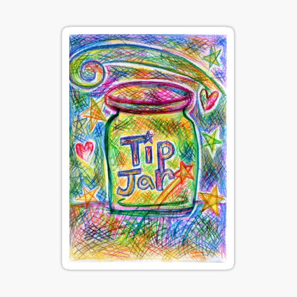 Shooting Star Tip Jar - Art by Kiyasu Oka (www.kiyasugreen.com) Sticker