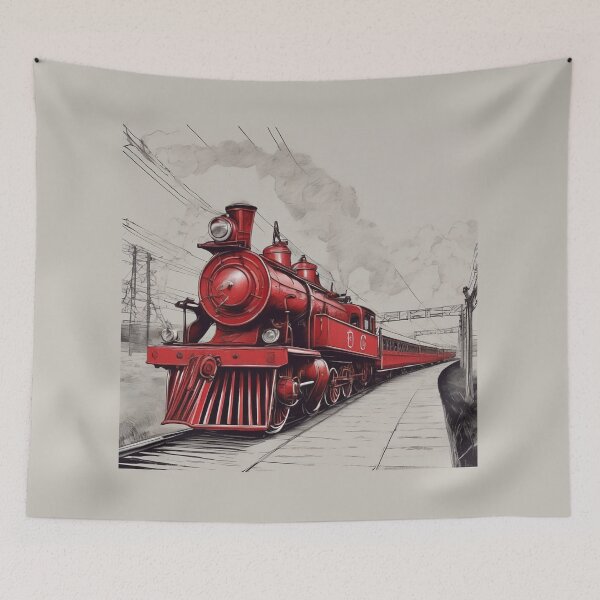 Item preview, Red vintage locomotive train designed and sold by By Nayla.