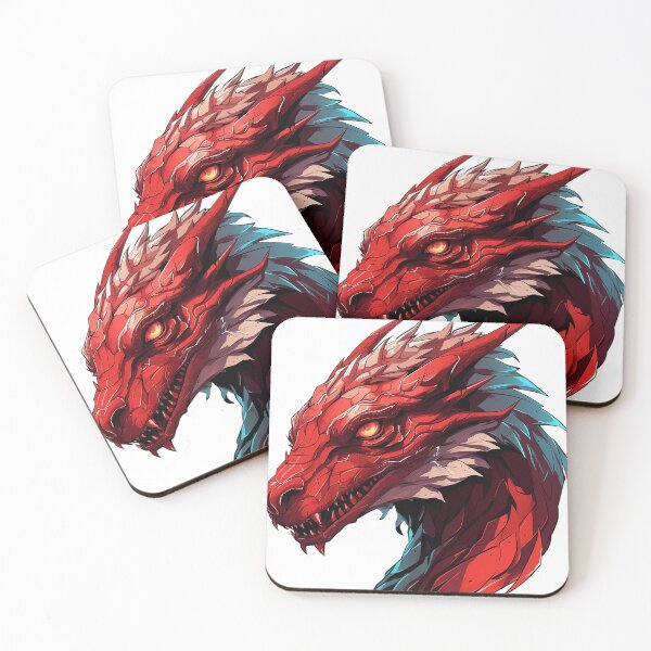 Item preview, Crimson Blaze with Azure Locks: Red Dragon Head with Blue Hair Art designed and sold by Christian Weiss.